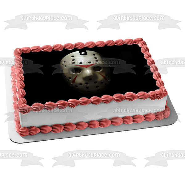 Viernes 13 Máscara de hockey Jason Voorhees Scary Halloween Película de terror Imagen comestible para decoración de tarta ABPID52753 