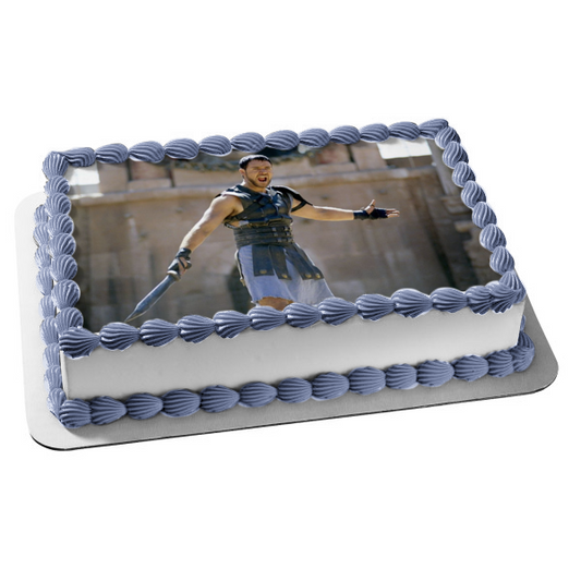 Gladiator Movie Maximus Russell Crowe Are You Entertained? Edible Cake Topper Image ABPID52754