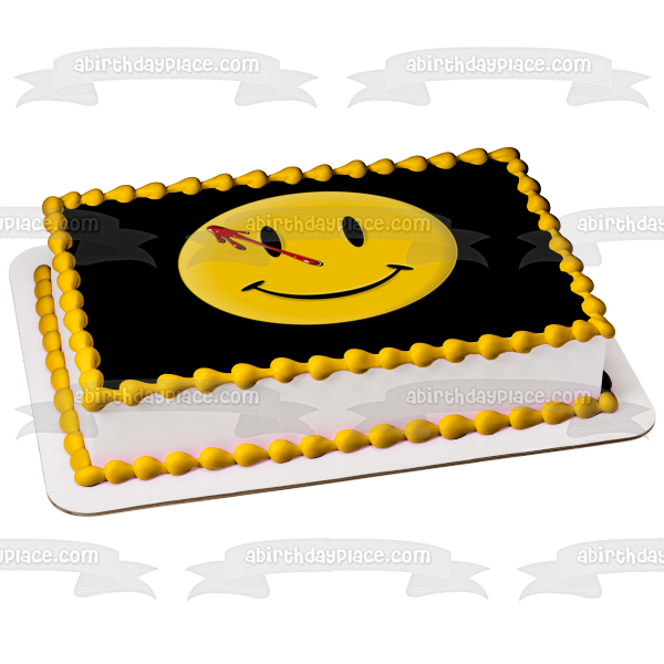 Watchmen Alan Moore Comedian Comic Book TV Series Bloody Smiley Face Badge Edible Cake Topper Image ABPID52781