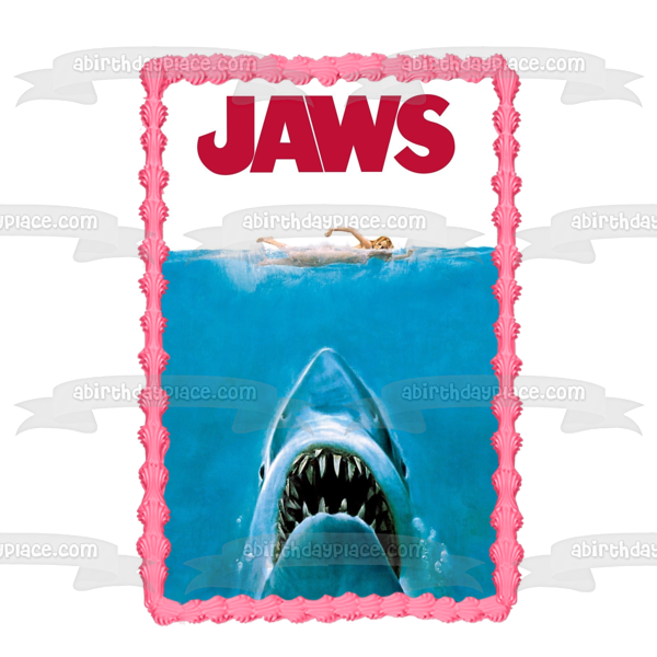 Jaws Movie Poster Classic Horror Film Shark Edible Cake Topper Image ABPID52788