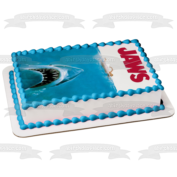 Jaws Movie Poster Classic Horror Film Shark Edible Cake Topper Image ABPID52788