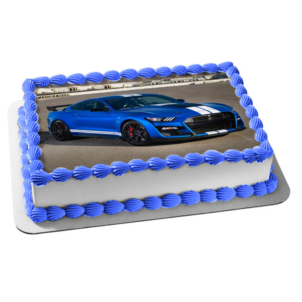 Shelby GT500 Mustangsuper Snake Race Car Edible Cake Topper Image ABPID52814