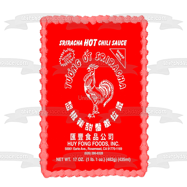 Sriracha Hot Chili Sauce Label Edible Cake Topper Image ABPID52861