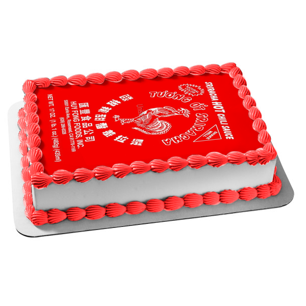 Sriracha Hot Chili Sauce Label Edible Cake Topper Image ABPID52861