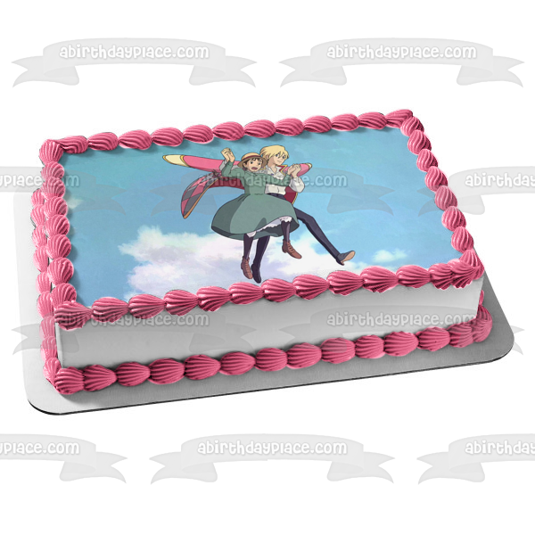 Howls Moving Castle Howl Jenkins Pendragon Sophie Hatter Studio Ghibli Animación Decoración comestible para tarta Imagen ABPID52875 