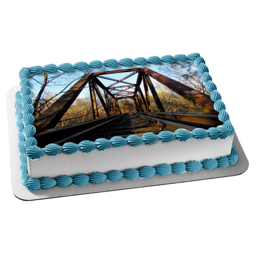 Railroad Railway Train Track Bridge Engineering Edible Cake Topper Image ABPID52890