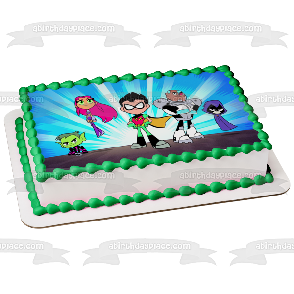 Imagen comestible para tarta de Teen Titans Go Beast Boy Starfire Robin Cyborg Raven ABPID03557 