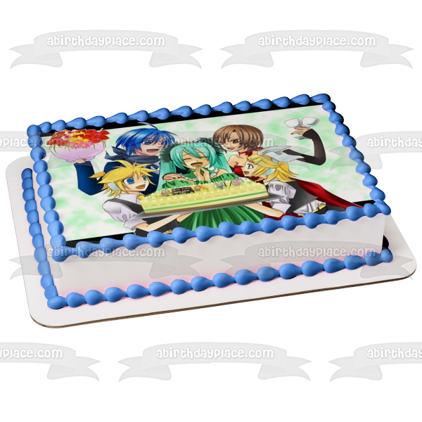 Imagen de decoración comestible para tarta de cumpleaños con varios personajes de dibujos animados de anime ABPID03648 