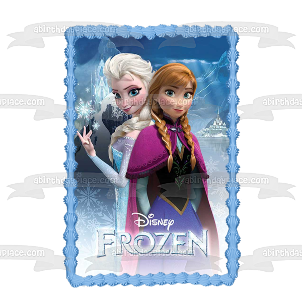 Frozen Anna Elsa Back to Back Edible Cake Topper Image ABPID04668