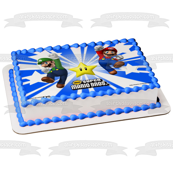 Nuevo Super Mario Brothers Luigi y una estrella amarilla adorno comestible para tarta imagen ABPID07154 