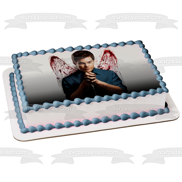 Dexter Blood Splatter Angel Wings Edible Cake Topper Image ABPID26936