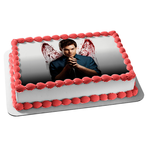 Dexter Blood Splatter Angel Wings Edible Cake Topper Image ABPID26936