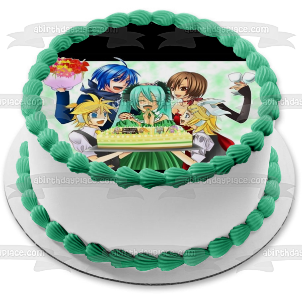 Imagen de decoración comestible para tarta de cumpleaños con varios personajes de dibujos animados de anime ABPID03648 