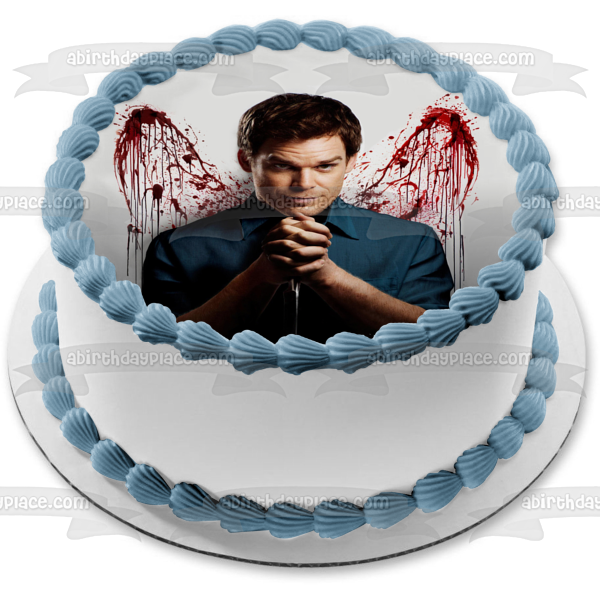 Dexter Blood Splatter Angel Wings Edible Cake Topper Image ABPID26936