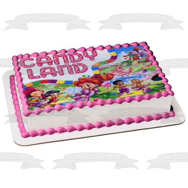 Imagen comestible para decoración de tarta con castillo y piruletas de Hasbro Candy Land ABPID05107 