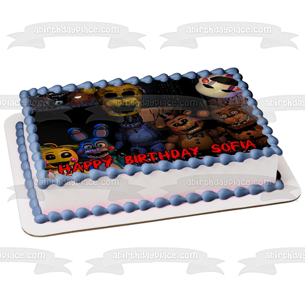 Imagen personalizada para decoración comestible para tarta de Five Nights at Freddy's Chica Bonnie Freddy Fazbear ABPID51009 