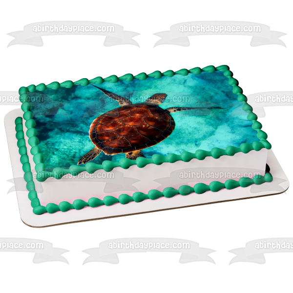 Adorno comestible para tarta con tortuga marina nadando, imagen ABPID50482 