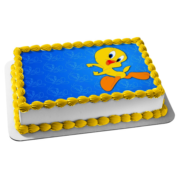 Looney Tunes Tweety Bird and a Blue Background Edible Cake Topper Image ABPID00990