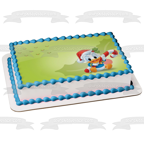 Marco de imagen comestible para decoración de tarta con bastón de caramelo navideño de Baby Donald ABPID01003 