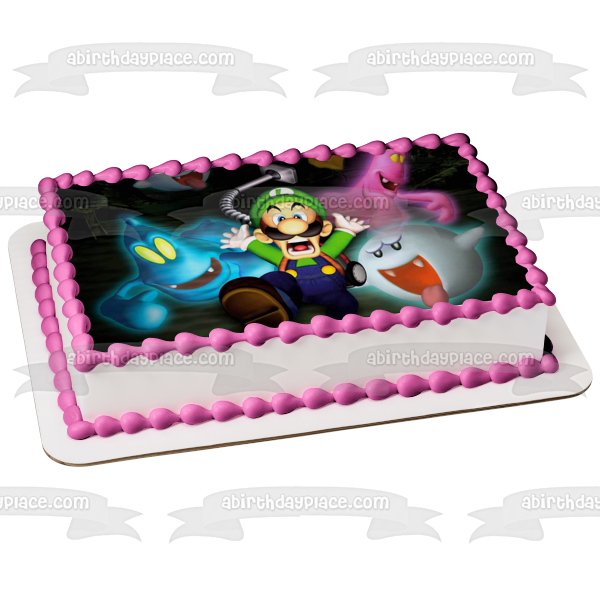 Luigi's Mansion Luigi Ghosts Scary Video Game Edible Cake Topper Imagen ABPID52910 