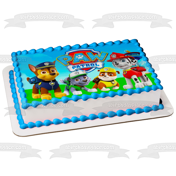 Decoración comestible para tarta con diseño de Patrulla Canina, Chase, Rocky Marshall Rubble, imagen ABPID01027 