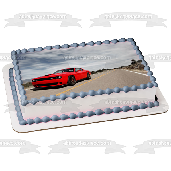 Dodge Challenger Muscle Car Open Road - Decoración comestible para tarta, imagen ABPID04292 