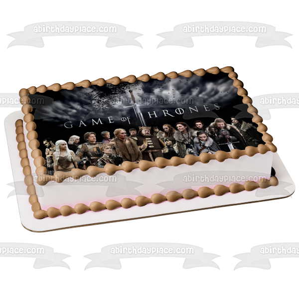 Juego de Tronos Daenerys Targaryen Jon Nieve Arya Stark Tyrion Lannister Ygritte y una espada Adorno comestible para tarta Imagen ABPID01037 