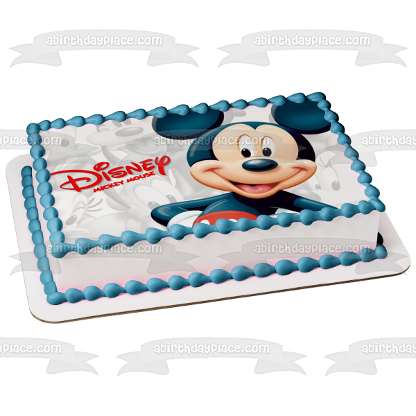 Mickey Mouse Color on Black and White Background Edible Cake Topper Image ABPID01056