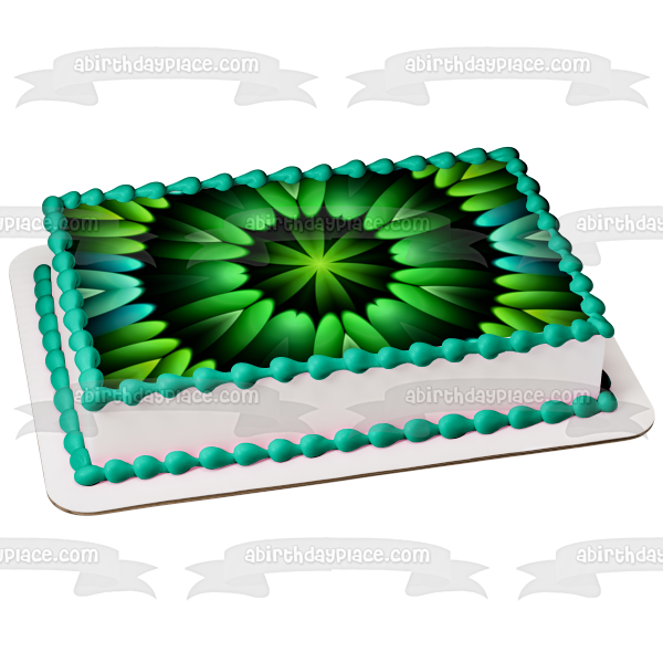 Adorno comestible para tarta con estampado de flores verdes, imagen ABPID52929 