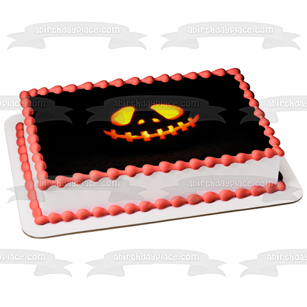 Imagen de adorno comestible para tarta de calabaza de Halloween Jack-O-Lantern espeluznante y aterrador ABPID52944 