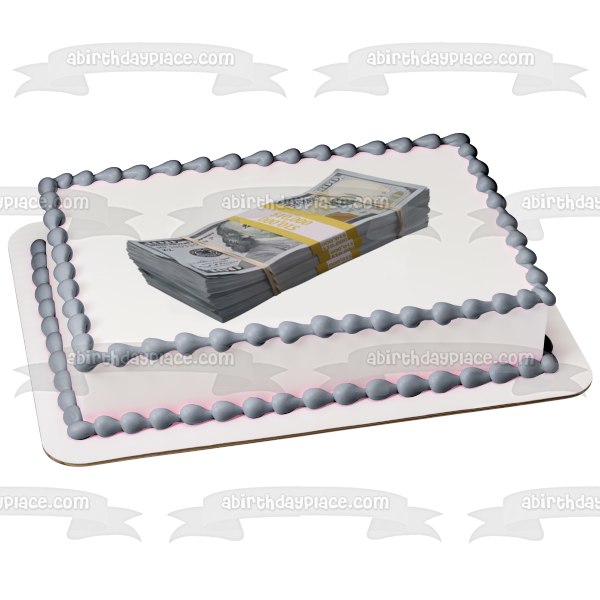 Stack of 100 Dollar Bills Cash Money Edible Cake Topper Image ABPID52953