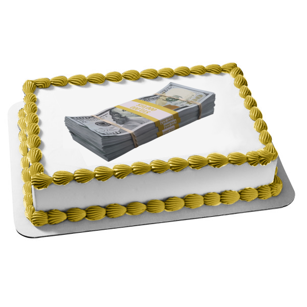 Stack of 100 Dollar Bills Cash Money Edible Cake Topper Image ABPID52953