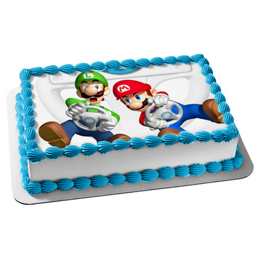 Imagen comestible para tarta de Super Mario Luigi jugando Wii ABPID01175 