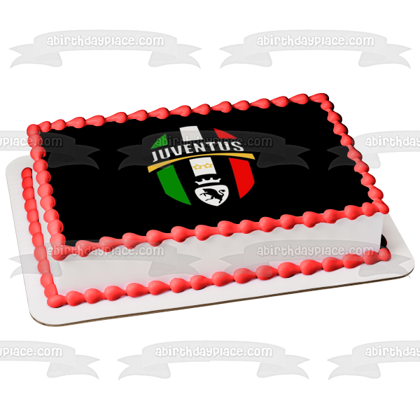 Juventus Juve Logotipo del club de fútbol profesional italiano Fondo negro Imagen comestible para decoración de tarta ABPID01185 