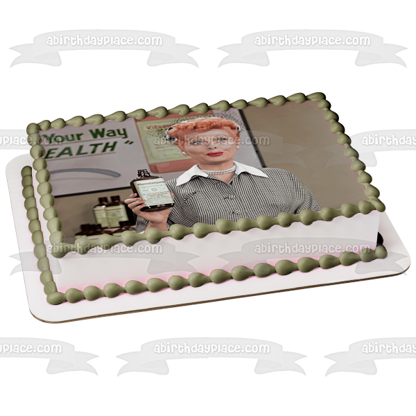 I Love Lucy Lucille Ball Vitameatavegamin - Decoración comestible para tarta comercial, imagen ABPID01236 