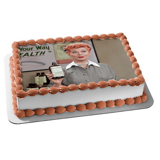 I Love Lucy Lucille Ball Vitameatavegamin - Decoración comestible para tarta comercial, imagen ABPID01236 