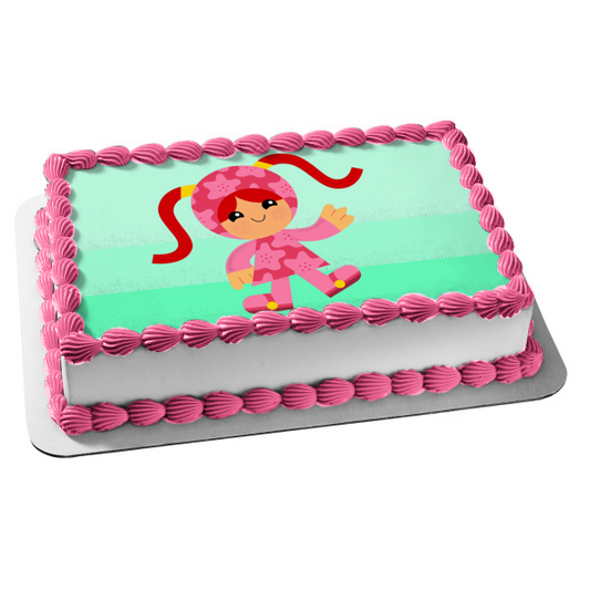 Team Umizoomi Millie Waving Blue Background Edible Cake Topper Image ABPID01250