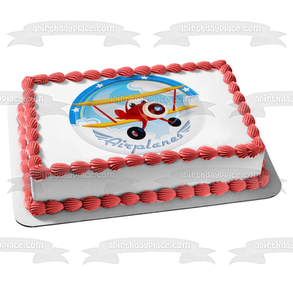 Airplane Adventure Juan Stars Edible Cake Topper Image ABPID01272