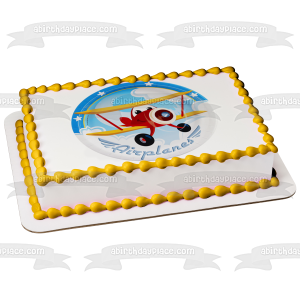 Airplane Adventure Juan Stars Edible Cake Topper Image ABPID01272