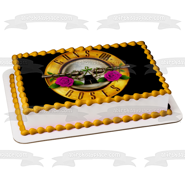 Imagen de decoración comestible para tarta con revelación de género de Guns or Roses ABPID53018 