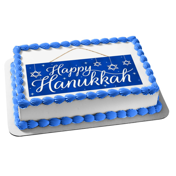 Happy Hanukkah Star of David Edible Cake Topper Image ABPID53053