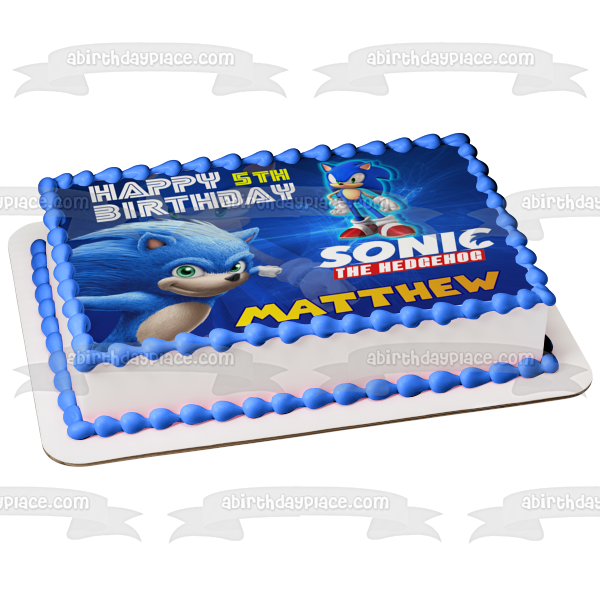 Sega Sonic the Hedgehog Gaming Movie TV Imagen de decoración comestible personalizable para tarta ABPID52997 