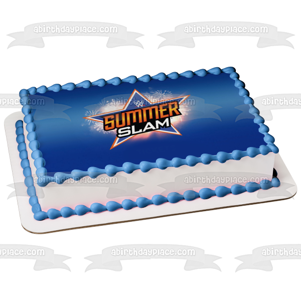 WWE Summer Slam World Wrestling Entertainment Fuegos artificiales Fondo azul Imagen comestible para decoración de tarta ABPID01306 