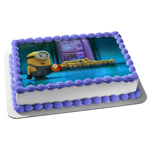 Adorno comestible para tarta con diseño de Minions, Mi villano favorito, Bapple y Stuart, imagen ABPID01375 