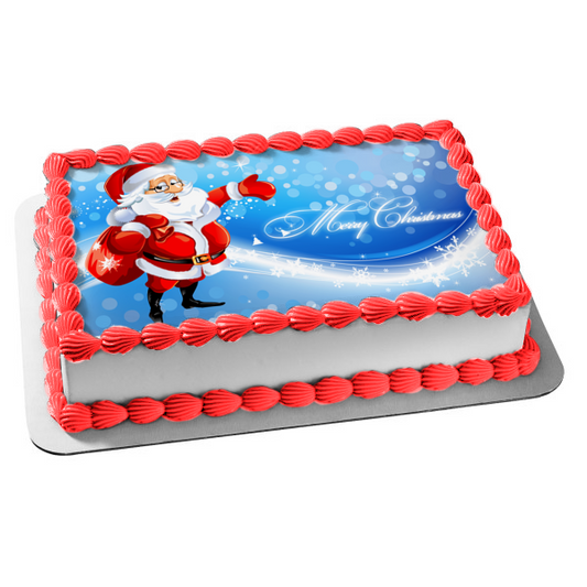 Merry Christmas Santa Claus Edible Cake Topper Image ABPID53104