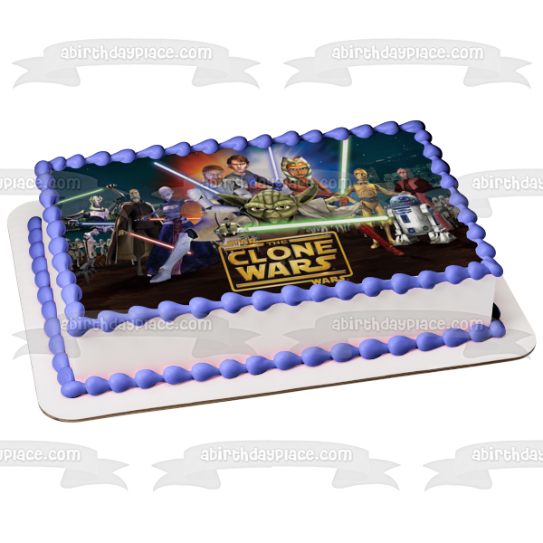 Star Wars: The Clone Wars Yoda Luke Skywalker R2-D2 y C-3PO Imagen comestible para decoración de tarta ABPID05003 