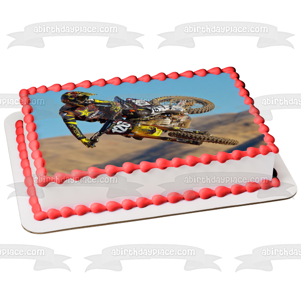 Imagen comestible para tarta de moto de cross Yahama Motocross Rider ABPID49565 