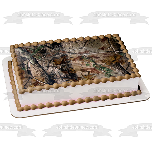 Árbol Camo Hojas Camuflaje Verde Marrón Comestible Cake Topper Imagen ABPID01514 