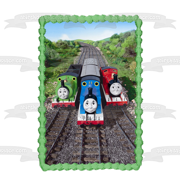 Thomas y sus amigos James Percy y Thomas el tanque Imagen comestible para decoración de tarta ABPID01523 