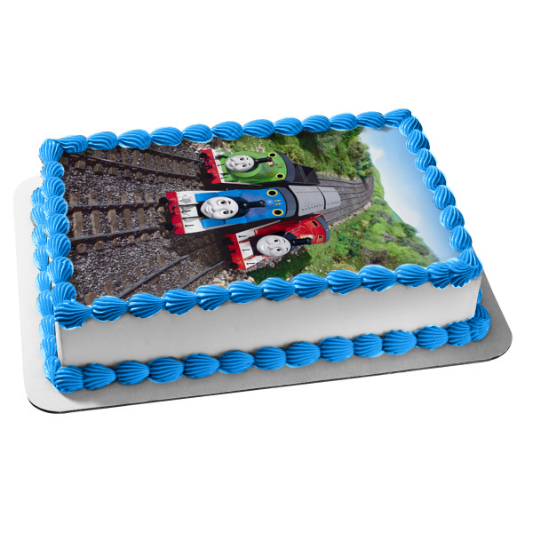 Thomas and Friends James Percy Thomas the Tank Edible Cake Topper Image ABPID01523